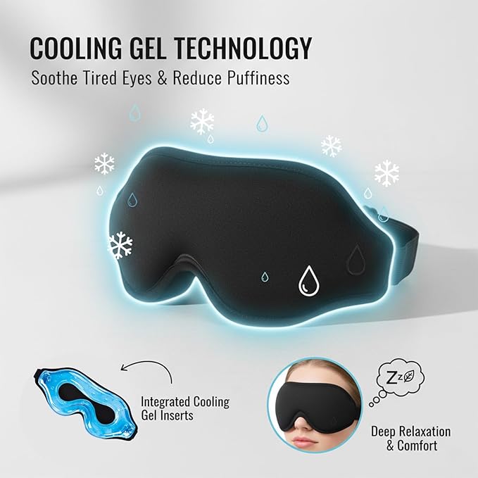 99% Fully Block Out Light Eye Sleep Mask, 3D Deep Contoured Eyes Cover Zero Pressure, Long Lash Extension Eyes Mask with Adjustable Straps for Sleeping Travel Home Nap Rest Women Men (Black)