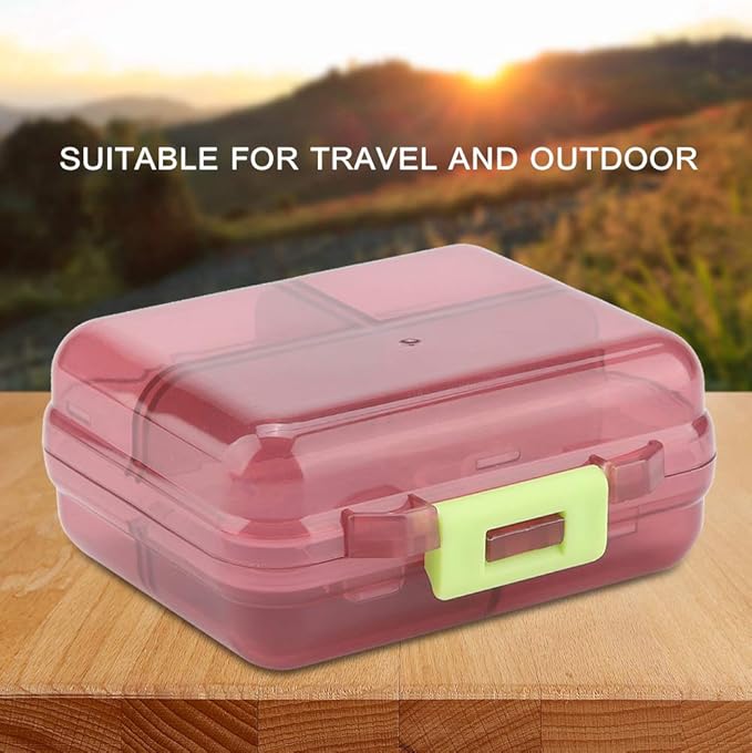 7 Grids Weekly Pill Box Portable Medicine Storage Box Foldable Drug Case Tablet Organizer for Travel (Claret-red)
