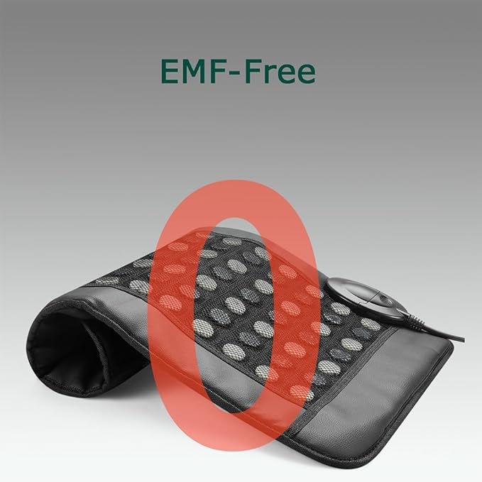 Far Infrared Heating Pad with Natural Jade and Tourmaline Stones - EMF-Free FIR Heat Mat for Back, Shoulder Comfort - Smart Memory Controller, Auto Shut-Off, Travel Bag (26" x 16.5") 2025Upgraded
