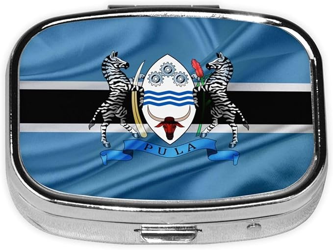 Coat of Arms of Botswana Pill Box Travel Case Small Mini Daily Medicine Organizer