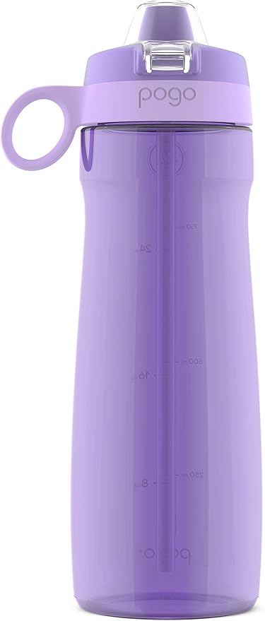 Pogo Plastic Water Bottle with Straw Lid and Carry Handle, Reusable, BPA Free, Dishwasher Safe, Perfect for Travel, School, Outdoors, and Gym | 32oz, 40oz