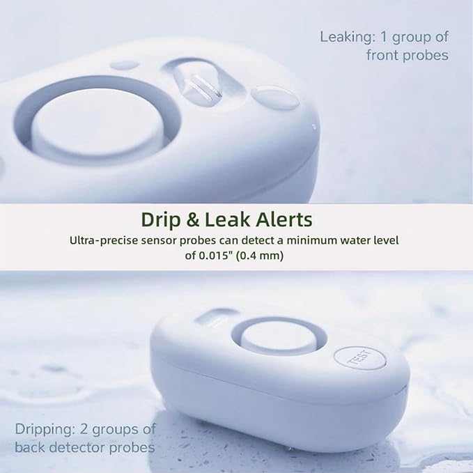 Water Leak Detector Sensor Alarm: Home Water Flooding Monitor Smart Sink Overflow Monitoring Adjustable Wet Moisture Alert Pipe Leakage Drip Detection Warning for Basement Floor 3Pack