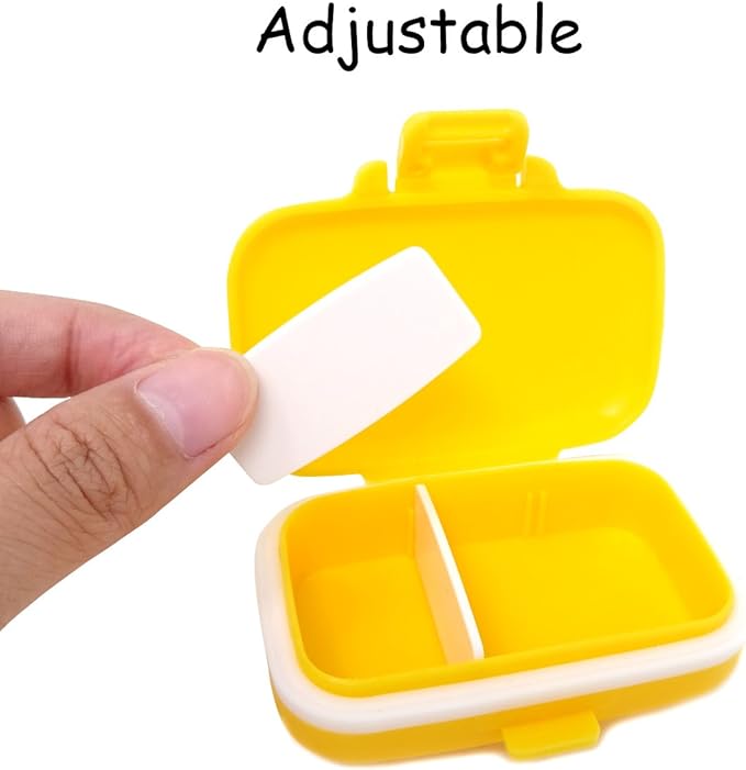 Honbay 2PCS Vitamin Organizer Box Portable Small Pill Case with 3 Removable Compartments for Travel or Daily Use