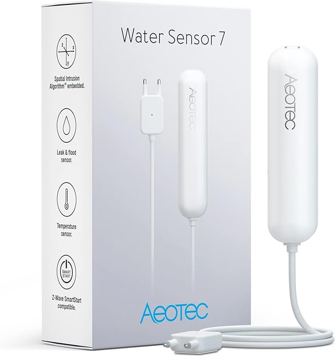 Basic Version: Aeotec Water Sensor 7 Leak and Flood Detection, SmartThings Compatible, Z-Wave Plus, S2, SmartStart, ZWave hub Required