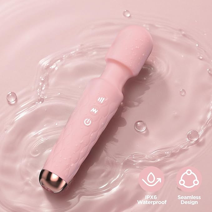 Personal Massager - 4H Max Runtime & Ultra-Quiet - Waterproof - 20 Modes 8 Speeds for Deep Tissue Back Massage, Post-Workout Recovery and Neck Muscle Relaxation（Pink）
