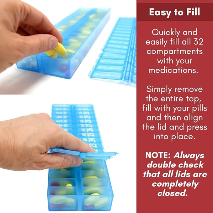 AM/PM 31 Day Once-a-Day Monthly Pill Planner Organizers - Large Compartment Pill Boxes Store Medications for Entire Month Plus Compartment for Extra Pills (Am/Pm Teal & Teal)