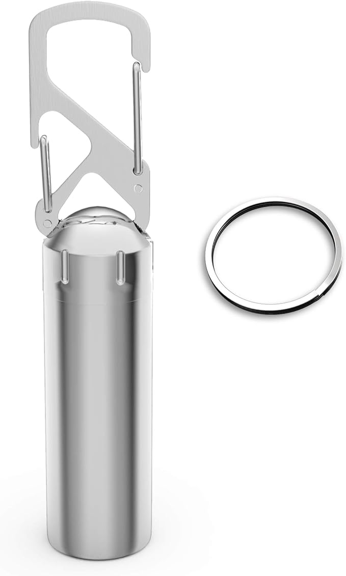 Divoti Precision CNC Machined Stainless Steel Emergency Pill Holder Keychain - Large