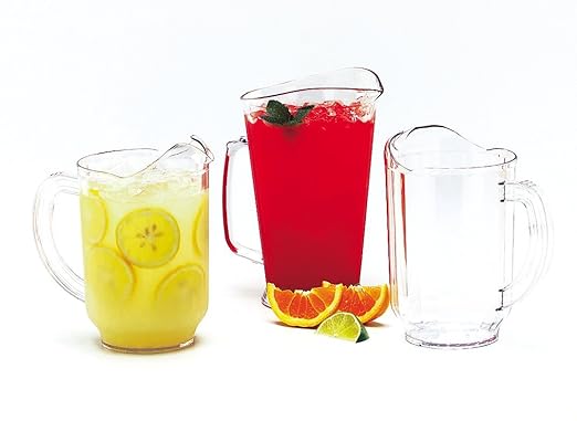 Carlisle FoodService Products Crystalite Tall Pitcher Rounded Pitcher for Restaurants, Catering, Kitchens, Plastic, 60 Ounces, Clear, (Pack of 6)