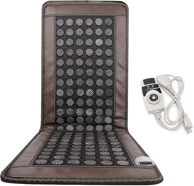 Far Infrared Heating Pad for Full Back, 20" x 59" 138 Natural Jade Tourmaline Stones Heating Mat for Back Neck Shoulder Fast Pain Relief Use for Home Office