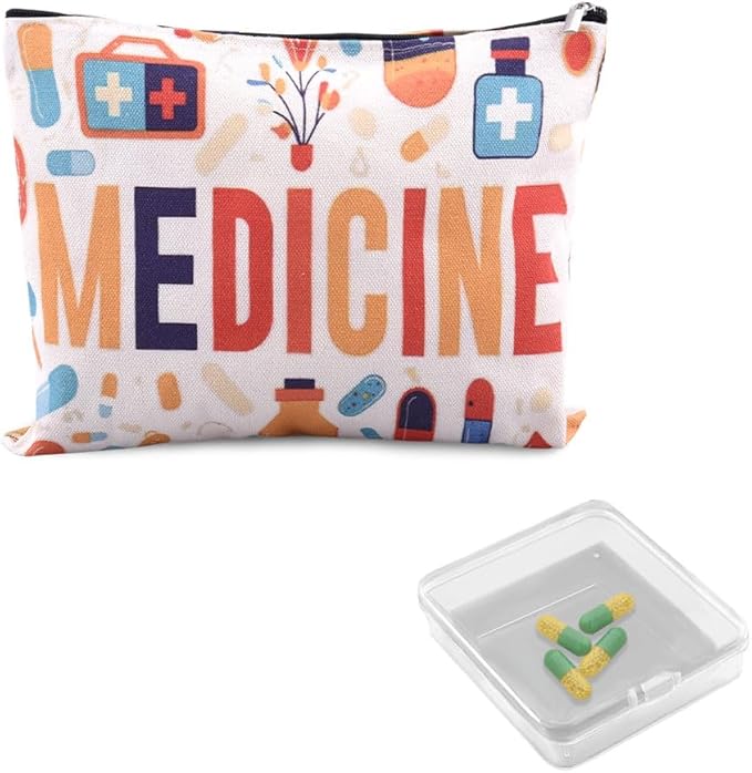 Travel Medicine First Aid Pouch Portable Medication Organizer Pouch Pharmacy Doctor Nurse Gift Bag for Hospital Patient Woman Small Pill Box Travel Case Med Container Pharmacist Accessories for Work