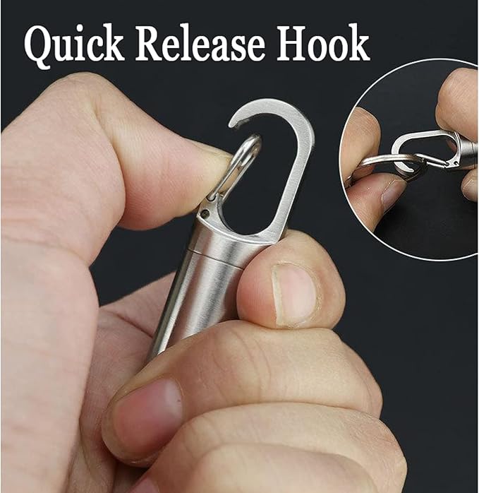 Keychain Pill Container Titanium, Pill Holder Travel Hide Portable Pill Case BPA Free, Waterproof Pill Fob Capsule, Small Pocket Size Pills Carrier for Outdoor Emergency First Aids