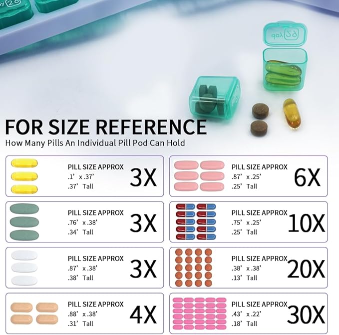 Monthly Pill Organizer, Large Travel Pill Box 31 Day, Daily Pill Case, Pill Holder Container for Vitamin, Medicine, Supplement, Fish Oil, Green
