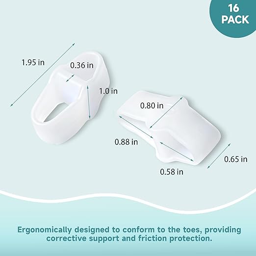 12 Pcs Bunion Corrector, Toe Separators for Women & Men with 2 Loops, Bunion Corrector for Women Big Toe, for Bunions and Overlap (White)