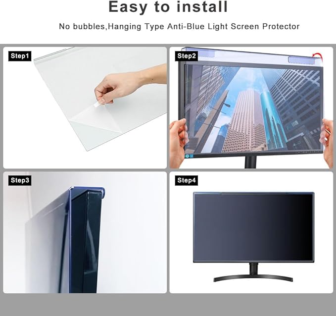 GUMIKE Anti Blue Light Screen Protector for 23 23.6 23.8 24 inch Universal Desktop Monitor Computer Blue Light Blocking Filter Panel for Eyes - Widescreen Monitor Frame Hanging Type (16:9/16:10)