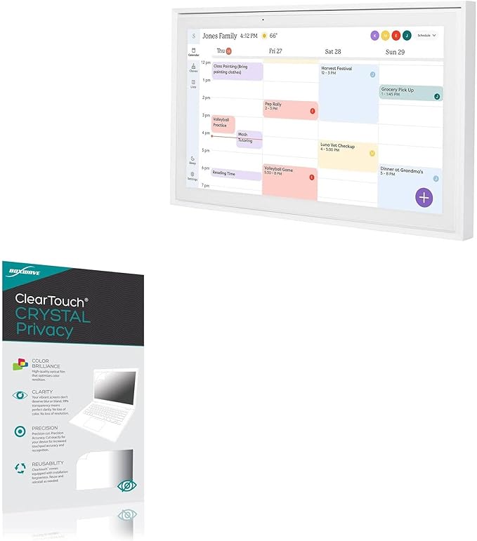 BoxWave Screen Protector Compatible with Skylight Calendar (15 inch) - ClearTouch Crystal Privacy (2-Pack), Privacy Screen Protector Flexible Film Clear