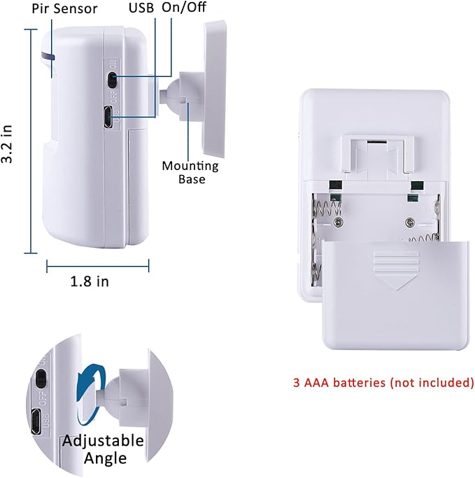 Motion Sensor Alarm, Long Range Wireless Driveway Alarm, Indoor Home Security System Electric Doorbells, 2 Motion Detector and 1 Alarm, 38 Chime Tunes, LED Indicator