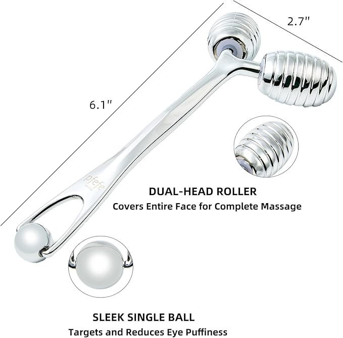 pfefe Facial Roller for Face and Eyes - Unbreakable Face Massager Tool for Beauty Routines, Esthetician Supplies Cold Roller for Puffiness, Wrinkles, Dark Circles