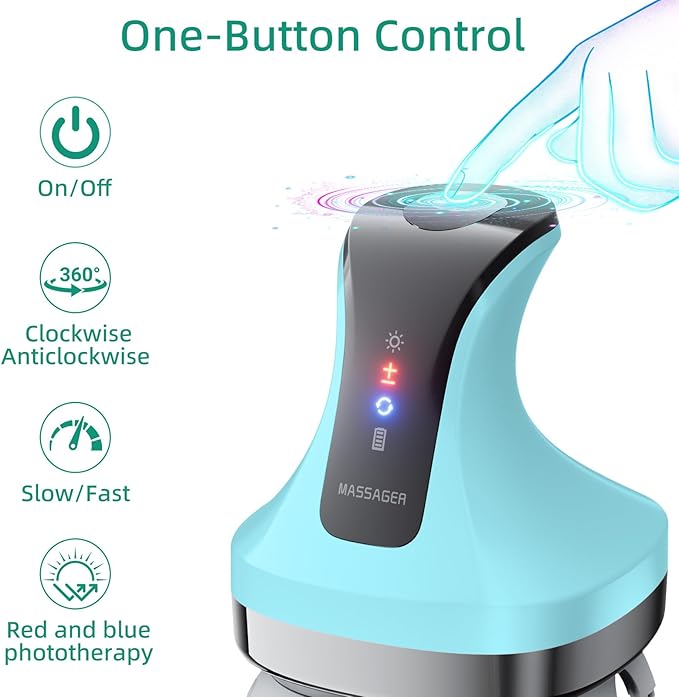 Electric Head Massager, Cordless Portable Body Massage for Deep Relaxation,108 Kneading Nodes Soft Silicone Massage Claws, Waterproof Scalp Cleaning, 4 Modes, Gift for Men Women, Blue