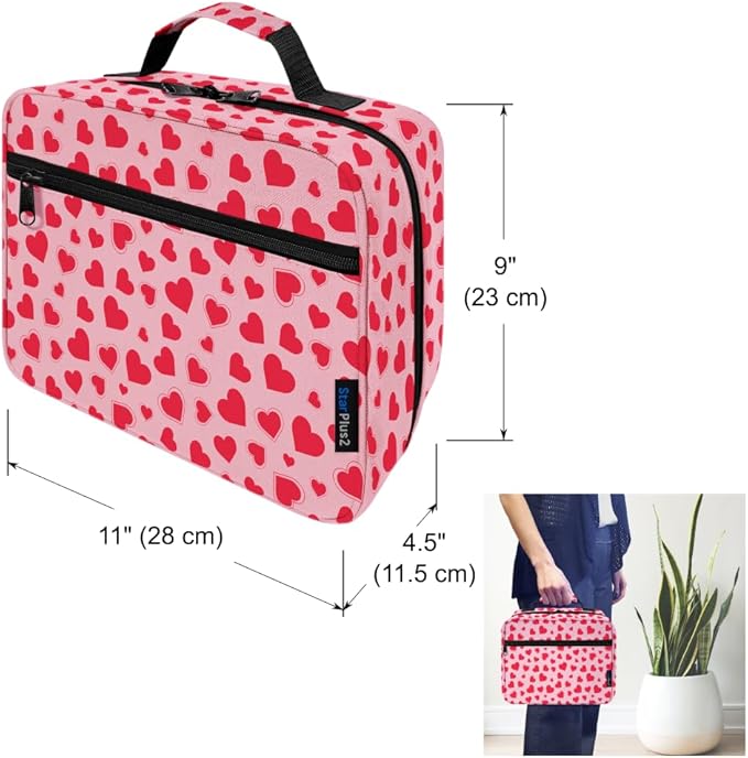 Large Pill Bottle Organizer - 10 Pockets Medicine Bag for Travel & Home Storage - Hearts