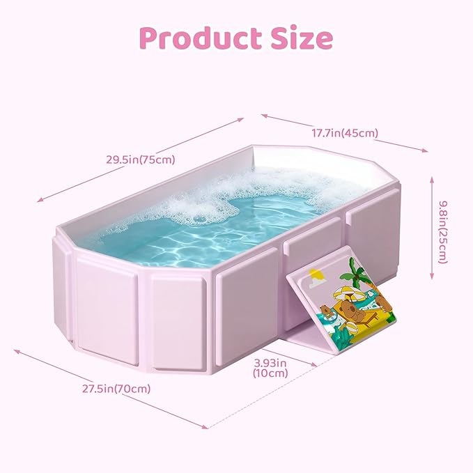 Portable Bathtub, Foldable Bathtub No Installation, Bathroom SPA Soaking Tub, Shower Stall Collapsible Hot & Ice Bath Tub (Light White, 29.5"L x 17.7"W x 9.8"H)