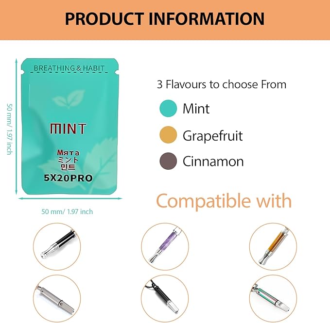 Quit Smoking Necklace Replacement Filters, Grapefruit/Mint/Cinnamon Flavored Cotton Filters, 3 Pack Replaceable Refills Compatible with Breathing Necklace for Anxiety Relief & Craving Control