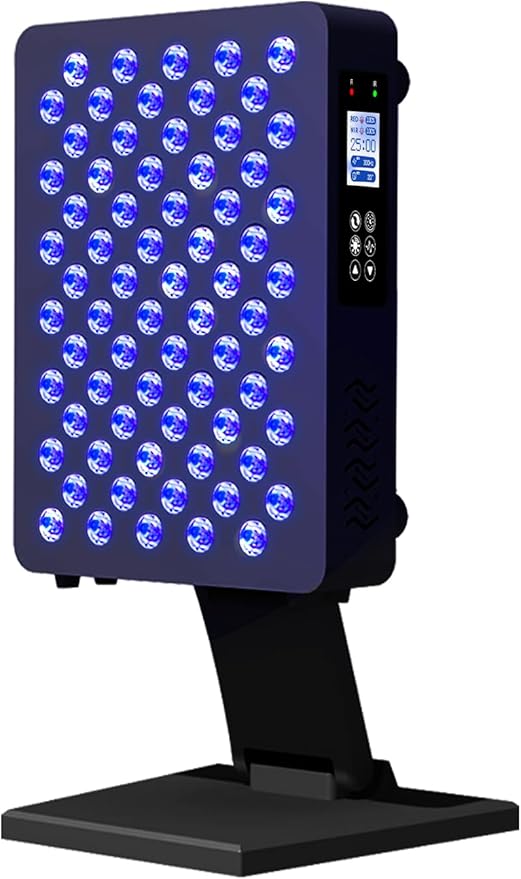 Blue/Yellow Light Therapy – 460/590nm Wavelengths Full Body Blue Yellow Light Therapy Device, Touch Control & HD Display, 70 LEDs Ideal for Body, Face, Improve, 350W Black