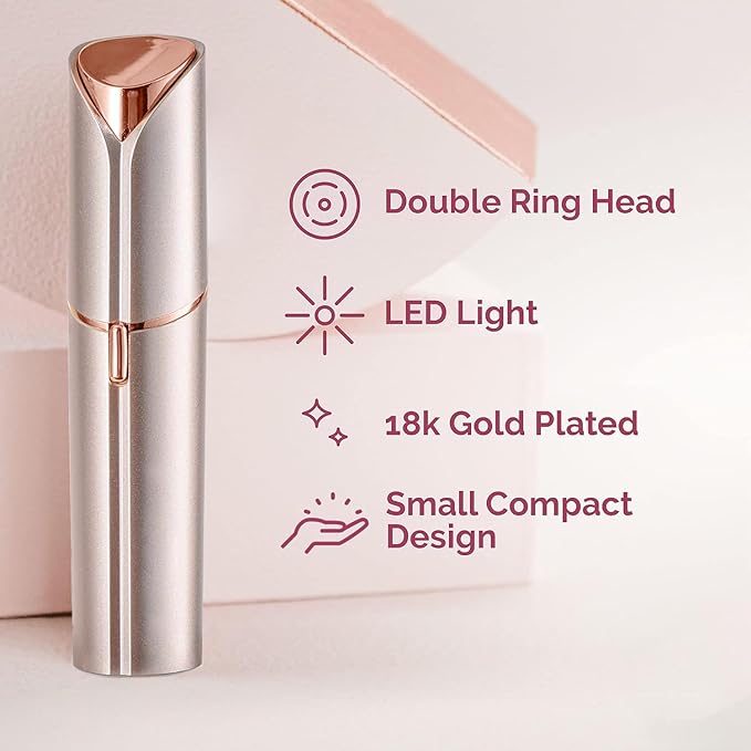 Facial Hair Removal for Women, Electric Painless Facial Hair Remover for Face, Lip, Chin with USB Rechargeable,Gold(Device Only)