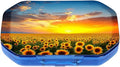 This Portable Sunflowers at Sunset Pattern 6-Compartment Pillbox Can Be Placed in A Pocket Or Wallet to Store Vitamins, Medicines Fish Oil Health Supplements Other Medications.