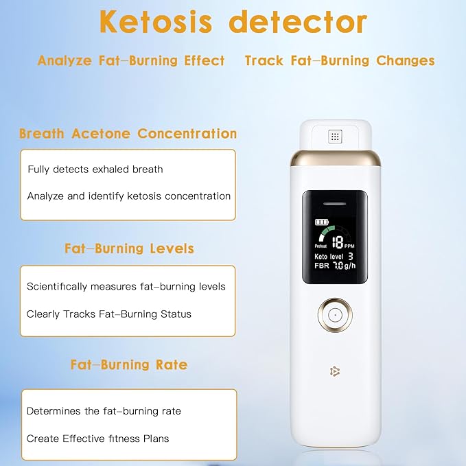 Breath Ketone Meter Professional High-Accuracy Breath Ketosis Meter – Home Ketone Breath Analyzer & Advanced Breath Ketosis Tester for Tracking Your Ketones, Keto Lifestyle & Fitness Goals