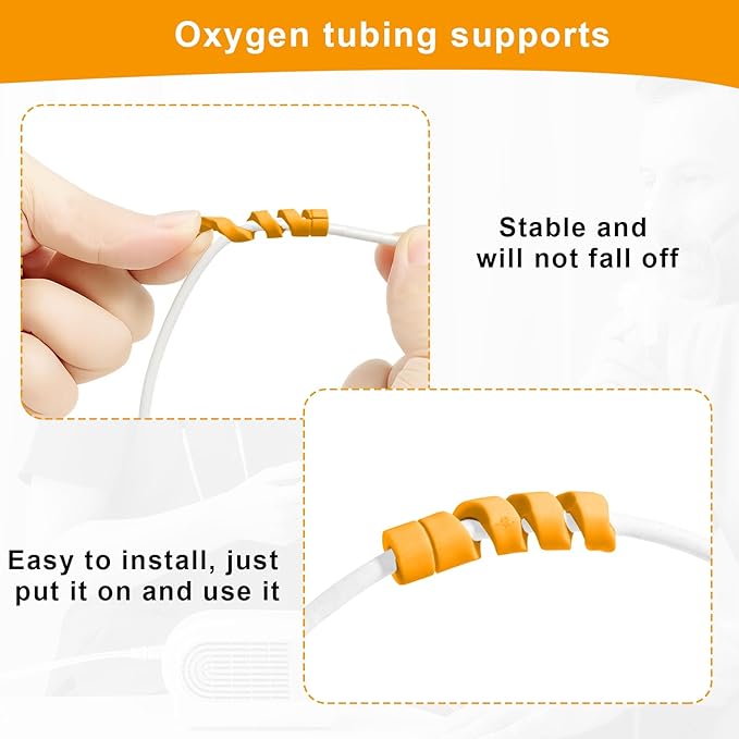 10 Pack Oxygen Tube Support Crimp Straightener for Portable Oxygen Concentrator, Oxygen Tubing Support for Oxygen Tank Oxygen Hose Nasal Cannula Oxygen Accessories (Yellow)