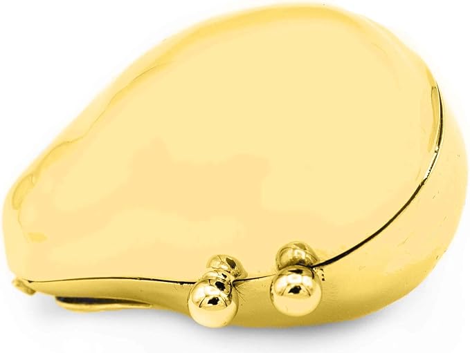 Gold Pear Shaped Pocket Purse Portable Travel Pill Box & Medicine Organizer (1 Large Compartment)
