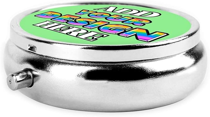 Custom Pill Case, Medicine Pill Box Organizer Container Travel Pill Holder Vitamin for Purse Med Wallet Portable Mini Pastillero Round, Light Green, Personalized Gifts with Photo
