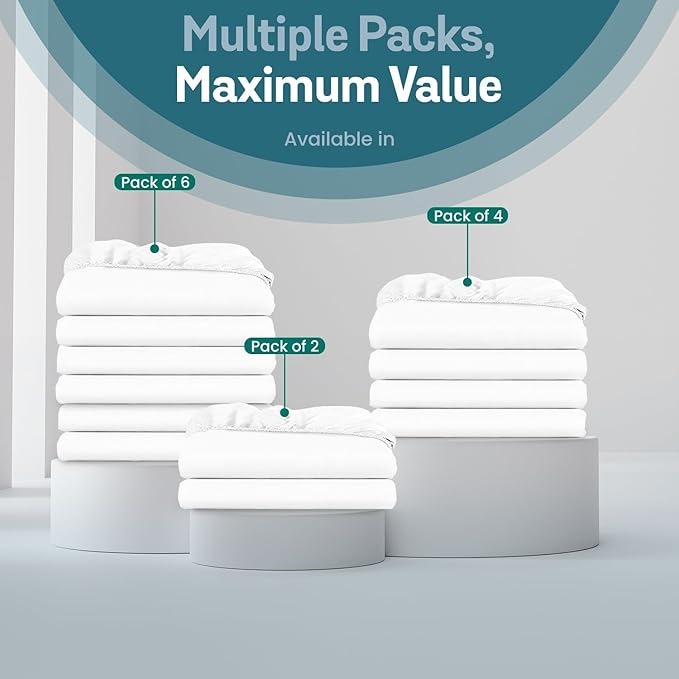 2 Pack Fitted Hospital Bed Sheets with Elastic All Around for a Double Brushed Ultra Soft Breathable 100% Microfiber Sheets, 36” x 84” x 12”