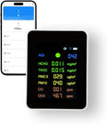 Air Quality Monitor,Indoor Air Quality Meters Detect AQI,CO2,CO,TVOC,HCHO,PM2.5,PM10 with WiFi and Date Display,Real Time Monitoring,Battery Powered,Home Air Test Kits (White)