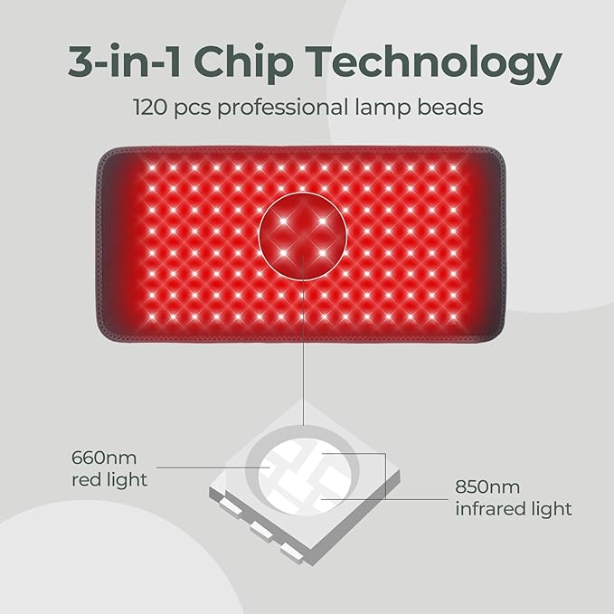 Red Light Belt for Body, Adjustable Lower Back Massager with Heating & Vib, Near Infrared Light Wrap for Back Shoulder Waist Knee Women Men Dogs Cats