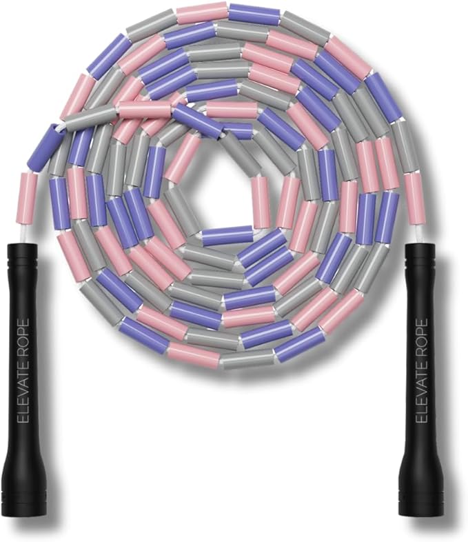 Elevate Rope Professional Beaded Jump Rope - 3m Adjustable, Quality Beads & Poly Cord - For Freestyle, Cardio & Tricks - All Levels & Indoor/Outdoor Use