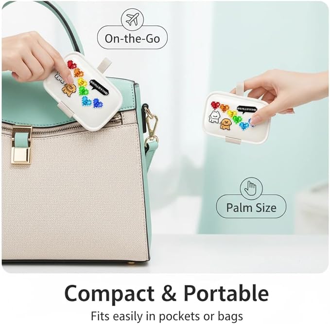 Cute 7 Day Pill Organizer Box with Medicine Labels, 8 Compartments Travel Pill Case Airtight Moistureproof, for Vitamins, Fish Oil, Supplements