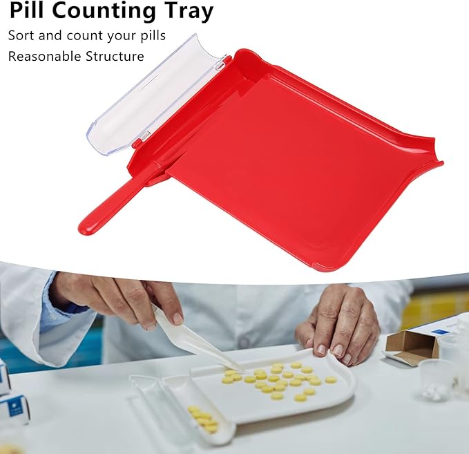 Hand Counting Tray Capsule Medication Organizer with Spatula – Professional Plastic Counting Tool for Home & Hospital Use