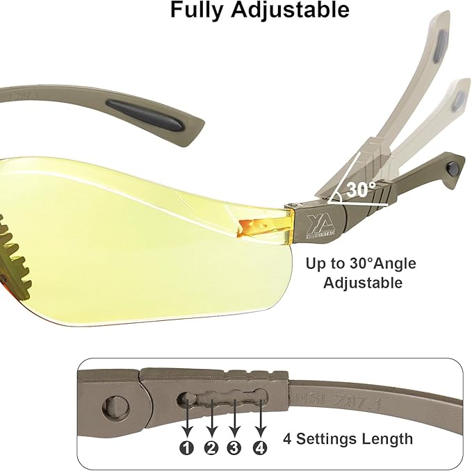 xaegistac Shooting Glasses Anti-fog Shooting Range Eye Protection, Adjustable Safety Glasses with Zipper Hard Case