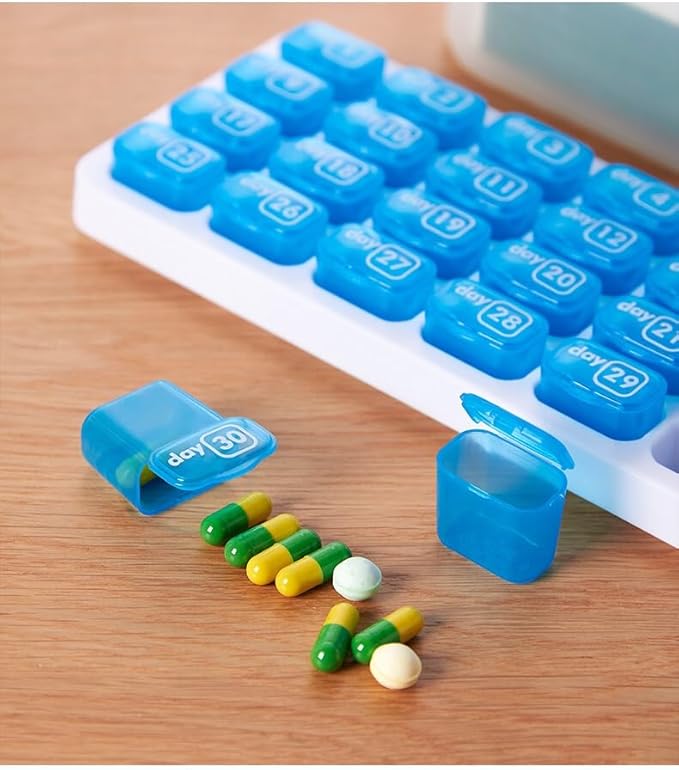 31 Day Monthly Pill Organizer, Portable Pill Medicine case Box Holder for Daily Medicine/Vitamin/Fish Oils/Supplement,Purple