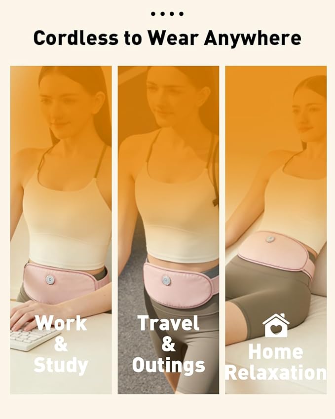 5000mAh Graphene Cordless Portable Heating Pad,Detachable Washable Cover, 4 Heat Settings, Menstrual Period Heating Pad, Electric Heating Belt, Gifts for Women Girl, Pink