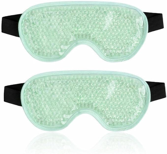 Adjustable Gel Eye Mask for Hot & Cold Therapy – Cooling & Heated Eye Pack for Puffy Eyes, Dry Eyes, Headache Relief & Relaxation, Green (Pack of 2)