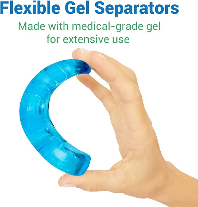 VIVEsole Toe Separators for Men & Women Medium (2 Pairs) - Silicone Gel Spreaders - Therapeutic Spa Stretchers for Plantar Fasciitis, Bunions, Overlapping Hammer Toe Spacers - Metatarsal Yoga Cushion