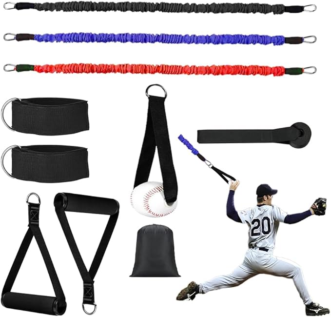 Baseball Resistance Trainer,Training Aid for Baseball Softball Pitchers,Interchangeable Grips to Build Arm Strength,Arm Bands for Baseball Players,Baseball Throwing Trainer,Great to Warm-Up