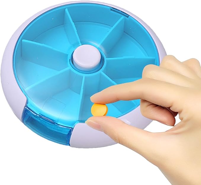 Weekly Pill Box - Safe and Eco-Friendly Weekly Round Pill Box, Round Weekly Pill Storage Box | Pills Storage Tool with 7 Compartments, Weekly Pill Dispenser for Pills Candy, vitaminn, and Other Items