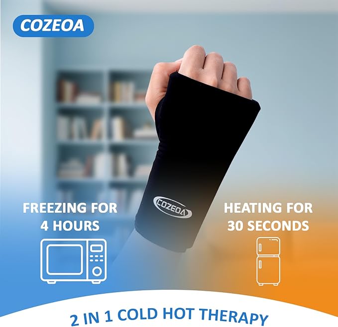 Wearable Thumb Wrist Ice Pack for Pain Relief, Reusable Soft Gel Ice Pack, for Injuries Surgery Recovery Hot Cold Compress Therapy for Carpal Tunnel Tendonitis Swelling Arthritis