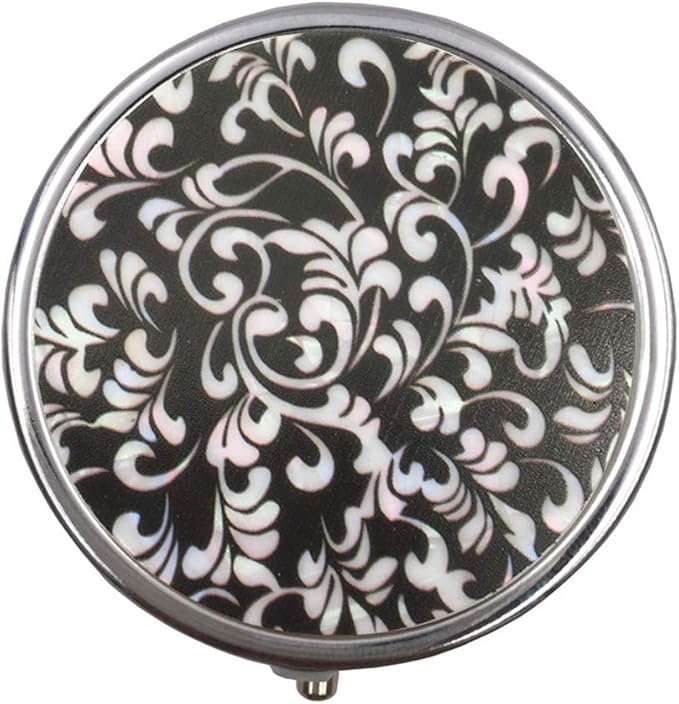 Ulalaza Round Medicine Box Portable Mini Metal Pill Case 2 inches Travel Little Pill Dispenser for Purse