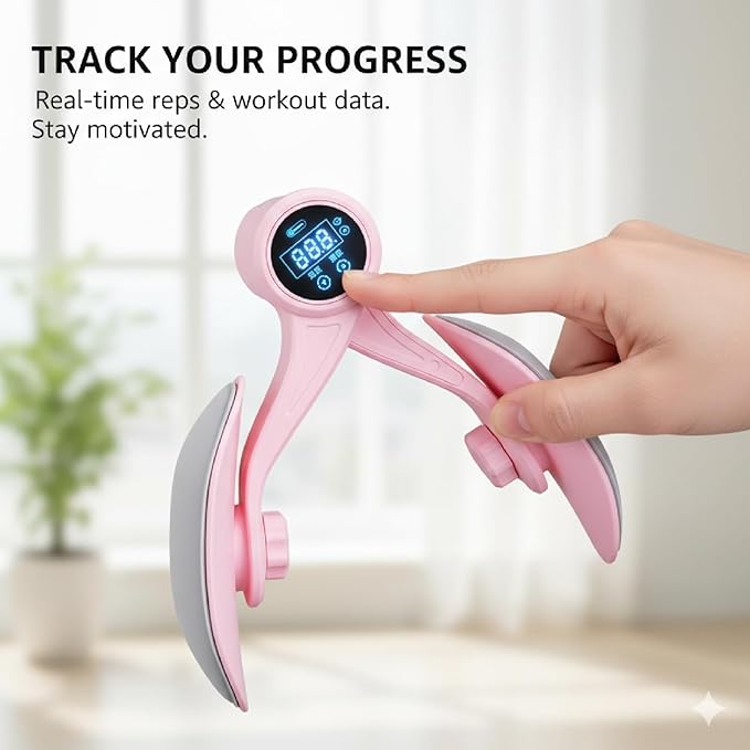 Pelvic Floor Trainer & Thigh Master for Women - Digital Kegel Exerciser for Post-Birth Recovery & Bladder Control - Inner Thigh Exerciser & Hip Abductor Machine with Counter (Pink)