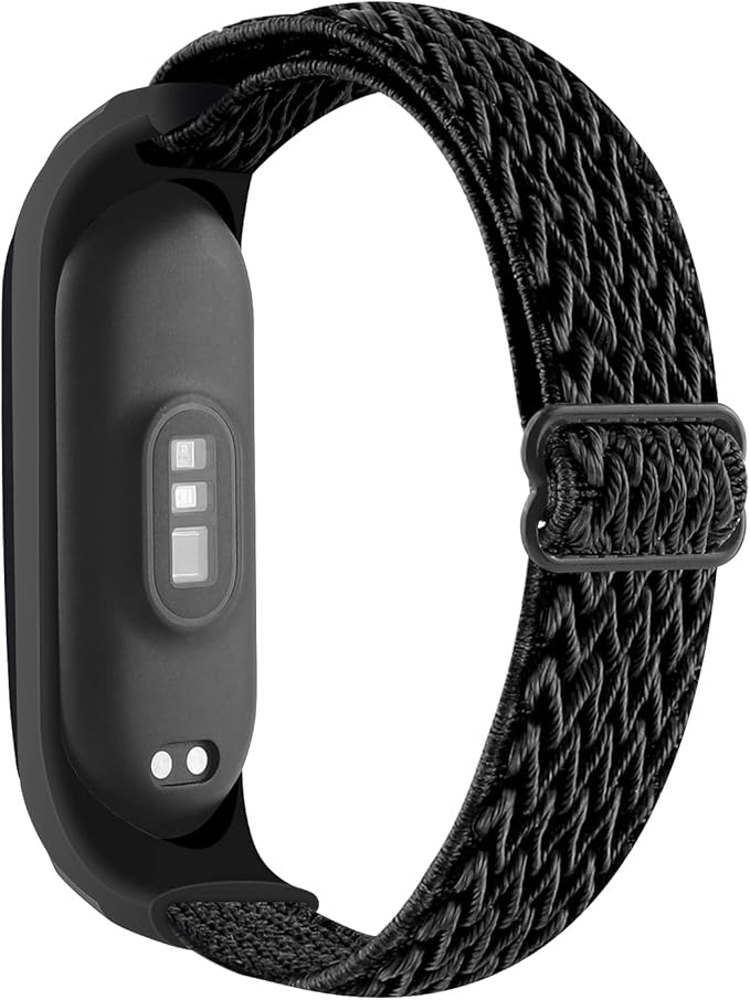 Adjustable Elastic Nylon Straps Compatible with Xiaomi Mi Band 6/Xiaomi Mi Band 5/Xiaomi Mi Band 4/Xiaomi Mi Band 3, Soft Breathable Sport Replacement Wristband for Women Men (Black)