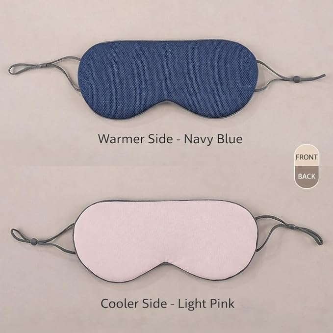 Sleep Eye Mask with Hot and Cold Therapy, Navy Blue and Light Pink, Breathable Polyester, Light Blocking for Eye Fatigue Relief, 9.8x5.1x0.4 Inches
